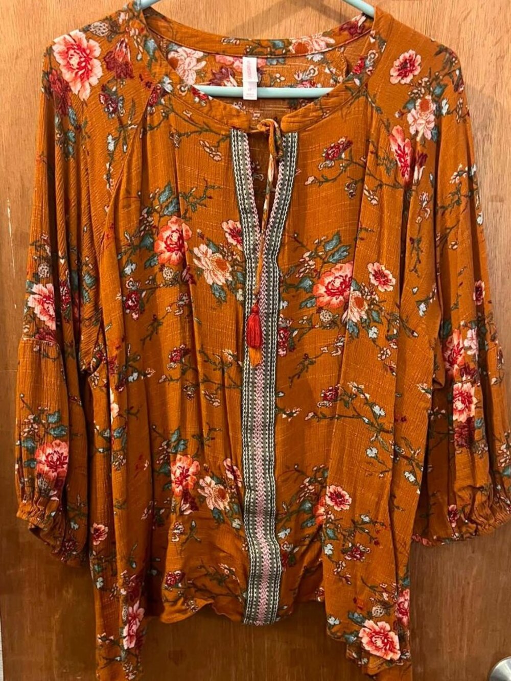 Size 4X - Xhileration - Fall Tone Floral 3/4 Sleeve Blouse